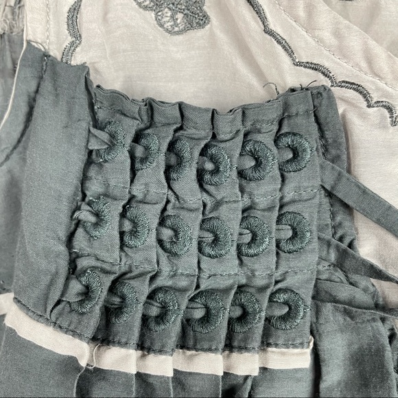 CECICO Embroidered Gray Sleeveless Top Silk/Cotton - Picture 2 of 9